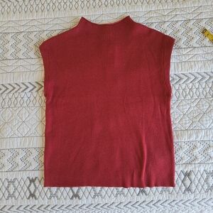 Sleeveless Red Ribbed Sweater Size S NWT
